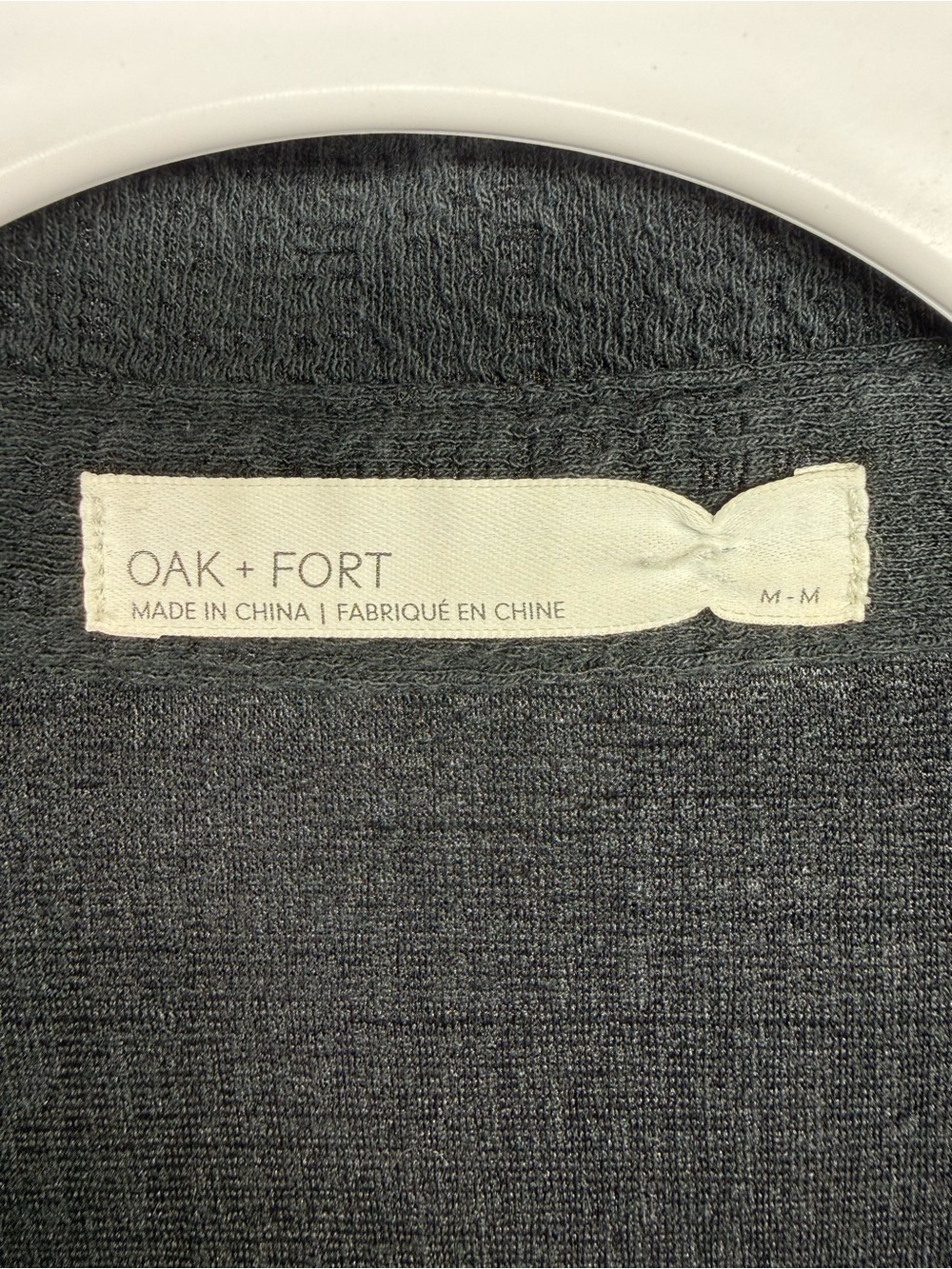 Oak + Fort Oversized Button-Front Textured Shirt Black Medium - Picture 5 of 8